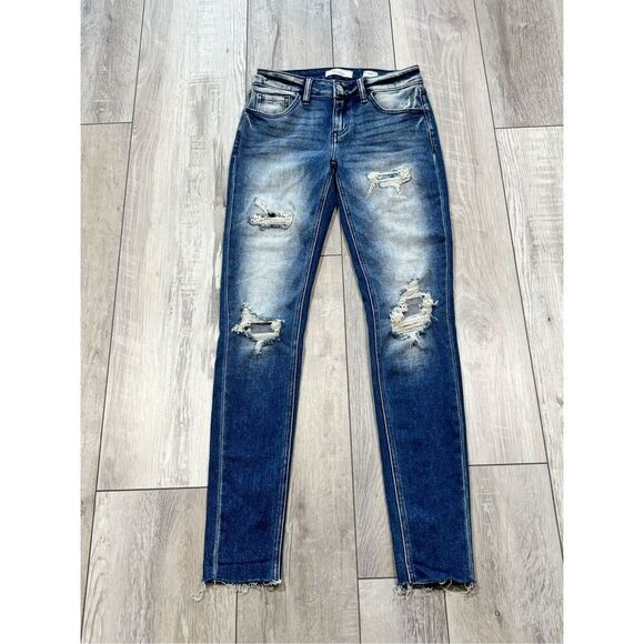 KanCan signature distressed low rise skinny jeans size 24 - Picture 1 of 12